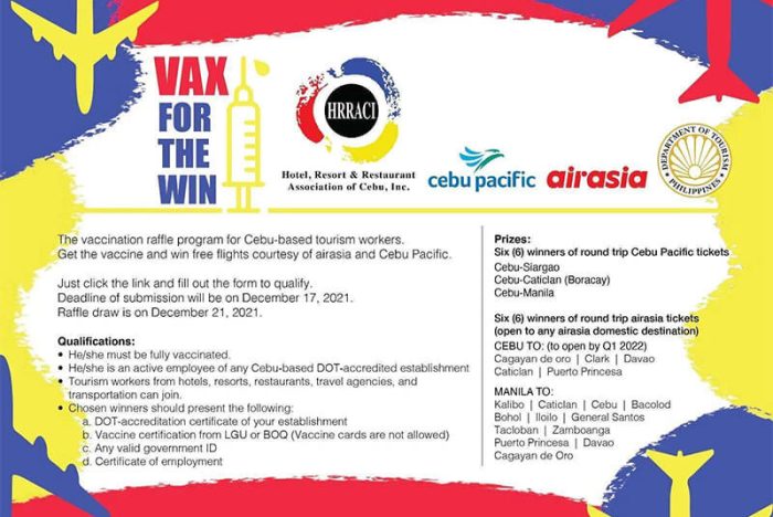 HRRACI in partnership with Cebu Pacific and Philippines AirAsia Presents VAX FOR THE WIN